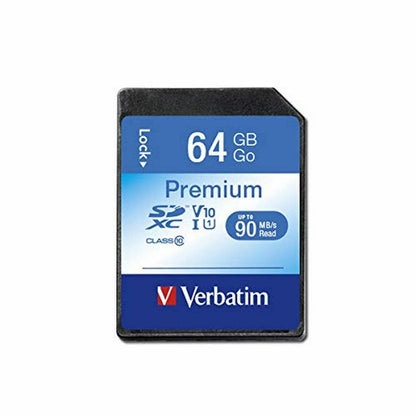 SD Memory Card Verbatim PREMIUM SDXC C10/U1 64 GB 2 g, Verbatim, Computing, Data storage, sd-memory-card-verbatim-premium-sdxc-c10-u1-64-gb-2-g, Brand_Verbatim, category-reference-2609, category-reference-2803, category-reference-2813, category-reference-t-19685, category-reference-t-19909, category-reference-t-21355, category-reference-t-25632, computers / components, Condition_NEW, Price_20 - 50, Teleworking, RiotNook