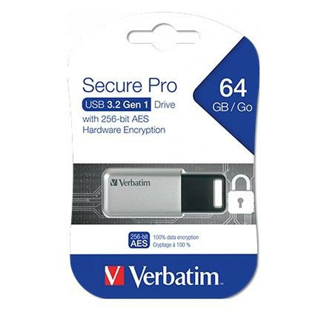 USB stick Verbatim Secure Pro Black Black/Grey 64 GB, Verbatim, Computing, Data storage, usb-stick-verbatim-secure-pro-black-black-grey-64-gb, Brand_Verbatim, category-reference-2609, category-reference-2803, category-reference-2817, category-reference-t-19685, category-reference-t-19909, category-reference-t-21355, computers / components, Condition_NEW, office, Price_50 - 100, Teleworking, RiotNook