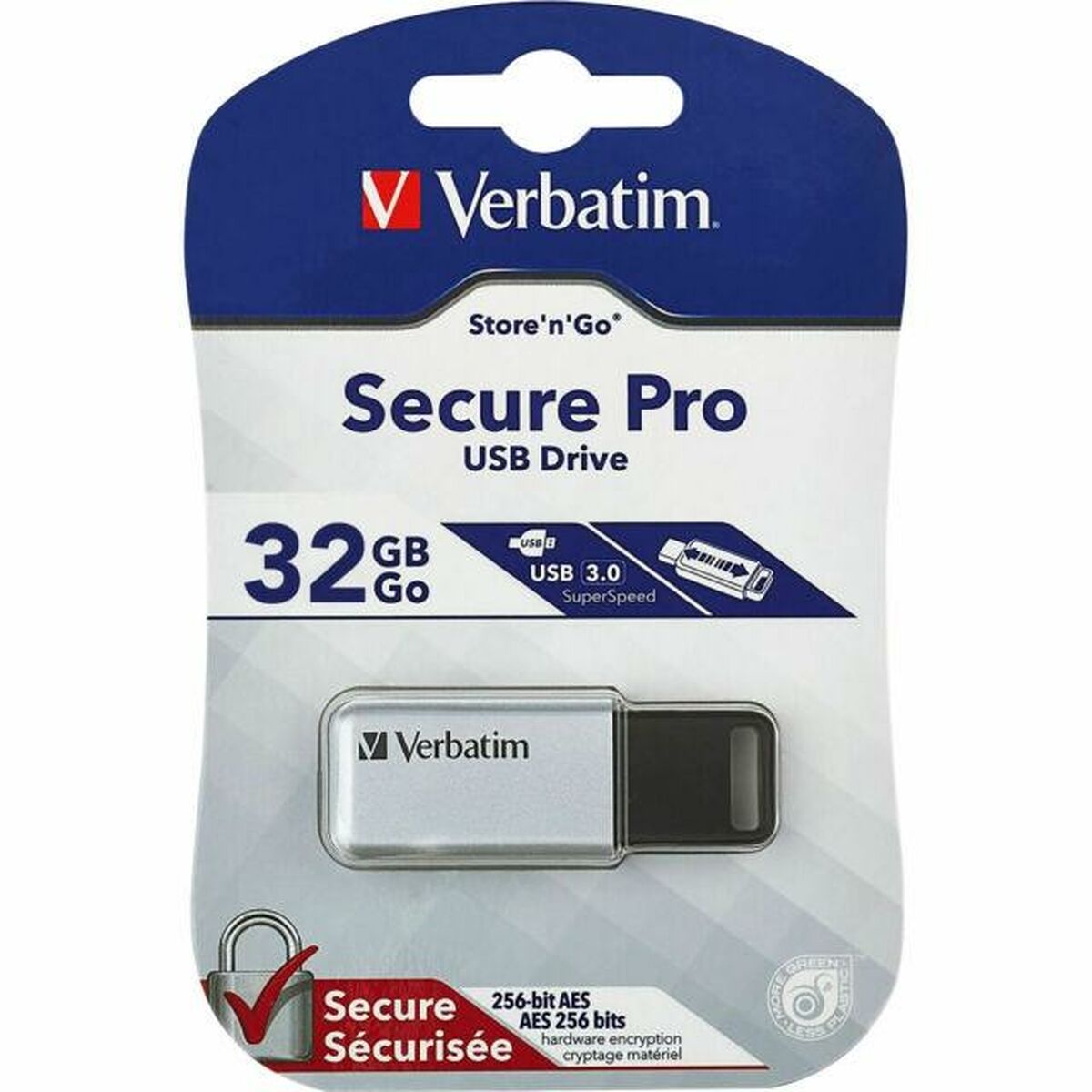 USB stick Verbatim Secure Pro Silver, Verbatim, Computing, Data storage, usb-stick-verbatim-secure-pro-silver, Brand_Verbatim, category-reference-2609, category-reference-2803, category-reference-2817, category-reference-t-19685, category-reference-t-19909, category-reference-t-21355, computers / components, Condition_NEW, office, Price_50 - 100, Teleworking, RiotNook