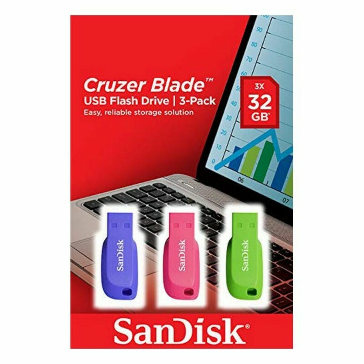 USB stick SanDisk Cruzer Blade 3x 32GB 32 GB, SanDisk, Computing, Data storage, usb-stick-sandisk-cruzer-blade-3x-32gb-32-gb, Brand_SanDisk, category-reference-2609, category-reference-2803, category-reference-2817, category-reference-t-19685, category-reference-t-19909, category-reference-t-21355, category-reference-t-25636, computers / components, Condition_NEW, Price_20 - 50, Teleworking, RiotNook