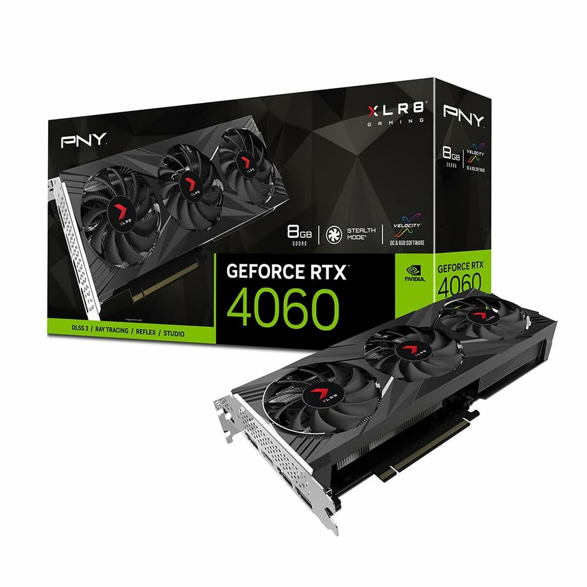 Graphics card PNY GeForce RTX 4060 XLR8 8 GB GDDR6 8 GB RAM GDDR6, PNY, Computing, Components, graphics-card-pny-geforce-rtx-4060-xlr8-8-gb-gddr6-8-gb-ram-gddr6, Brand_PNY, category-reference-2609, category-reference-2803, category-reference-2812, category-reference-t-19685, category-reference-t-19912, category-reference-t-21360, computers / components, Condition_NEW, Price_400 - 500, Teleworking, RiotNook