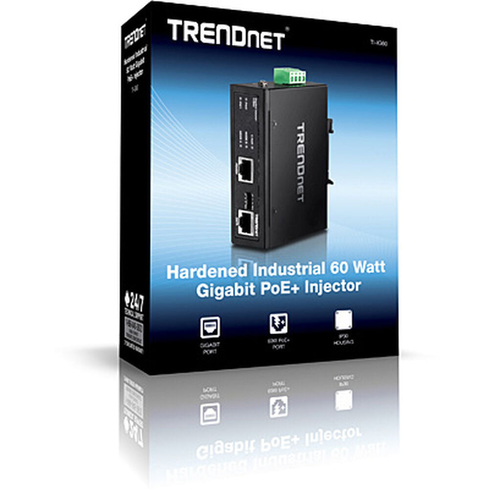 PoE Injector Trendnet TI-IG60 1000 Mbit/s Black, Trendnet, Computing, Network devices, poe-injector-trendnet-ti-ig60-1000-mbit-s-black, Brand_Trendnet, category-reference-2609, category-reference-2803, category-reference-2823, category-reference-t-19685, category-reference-t-19914, Condition_NEW, networks/wiring, Price_100 - 200, Teleworking, RiotNook