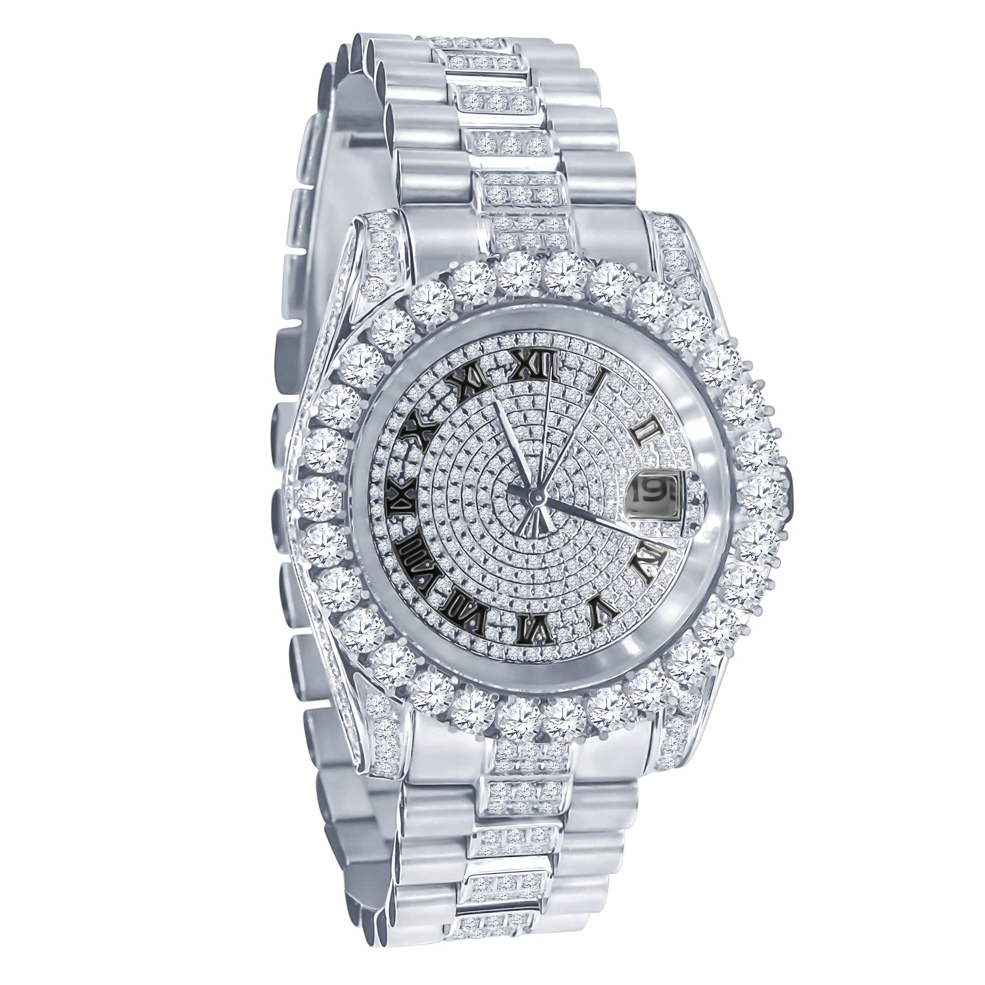 Forte Steel CZ Watch | 530301, Lilac Quartz, Watches, forte-steel-cz-watch-581111-331920378, category-reference-2994, hip hop steel watch, iced out steel watch, stainless steel watches, RiotNook