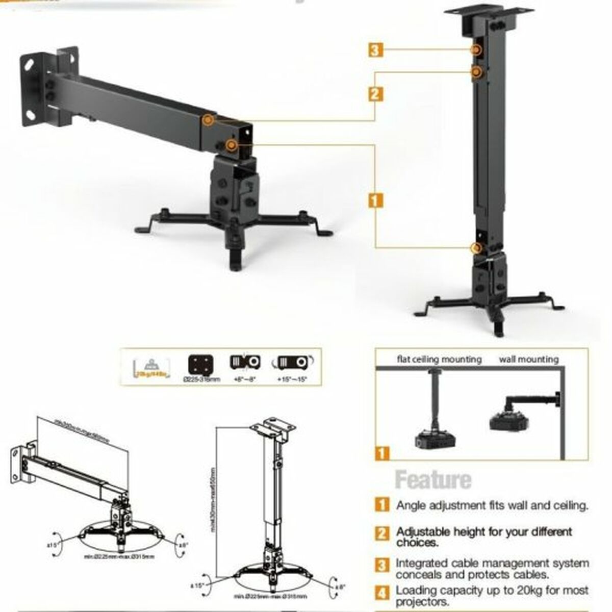 Tilt and Swivel Ceiling Mount for Projectors Equip 650702, Equip, Electronics, TV, Video and home cinema, tilt-and-swivel-ceiling-mount-for-projectors-equip-650702, Brand_Equip, category-reference-2609, category-reference-2642, category-reference-2947, category-reference-t-18805, category-reference-t-19653, category-reference-t-19921, category-reference-t-21391, category-reference-t-25701, cinema and television, computers / peripherals, Condition_NEW, entertainment, office, Price_20 - 50, RiotNook