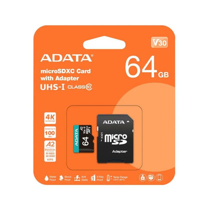 Micro SD Card Adata AUSDX64GUI3V30SA2 64 GB, Adata, Computing, Data storage, micro-sd-card-adata-ausdx64gui3v30sa2-64-gb, Brand_Adata, category-reference-2609, category-reference-2803, category-reference-2813, category-reference-t-19685, category-reference-t-19909, category-reference-t-21355, category-reference-t-25632, category-reference-t-29820, computers / components, Condition_NEW, Price_20 - 50, Teleworking, RiotNook