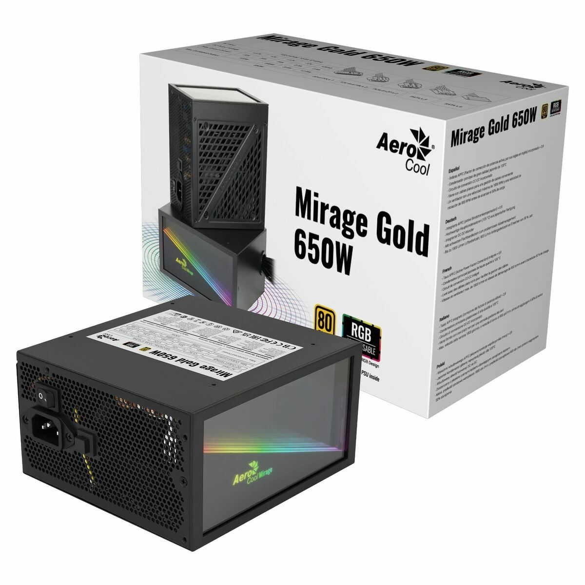 Power supply Aerocool MIRAGEGOLD650 650 W 80 Plus Gold RoHS, Aerocool, Computing, Components, power-supply-aerocool-miragegold650-650-w-80-plus-gold-rohs-1, Brand_Aerocool, category-reference-2609, category-reference-2803, category-reference-2816, category-reference-t-19685, category-reference-t-19912, category-reference-t-21360, category-reference-t-25656, computers / components, Condition_NEW, ferretería, Price_50 - 100, Teleworking, RiotNook