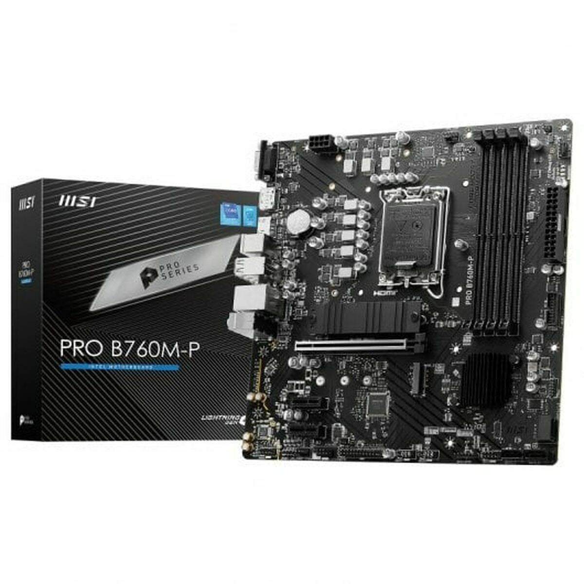 Motherboard MSI PRO B760M-P DDR4 LGA 1700 Intel, MSI, Computing, Components, motherboard-msi-pro-b760m-p-ddr4-lga-1700-intel, Brand_MSI, category-reference-2609, category-reference-2803, category-reference-2804, category-reference-t-19685, category-reference-t-19912, category-reference-t-21360, computers / components, Condition_NEW, Price_100 - 200, Teleworking, RiotNook