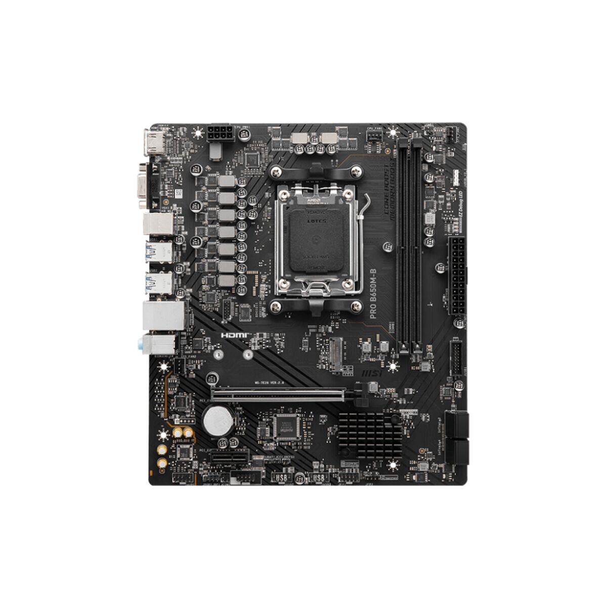 Motherboard MSI PRO B650M-B mATX AM5 AMD B650 AMD AM5, MSI, Computing, Components, motherboard-msi-pro-b650m-b-matx-am5-amd-b650-amd-am5, Brand_MSI, category-reference-2609, category-reference-2803, category-reference-2804, category-reference-t-19685, category-reference-t-19912, category-reference-t-21360, category-reference-t-25660, computers / components, Condition_NEW, Price_100 - 200, Teleworking, RiotNook