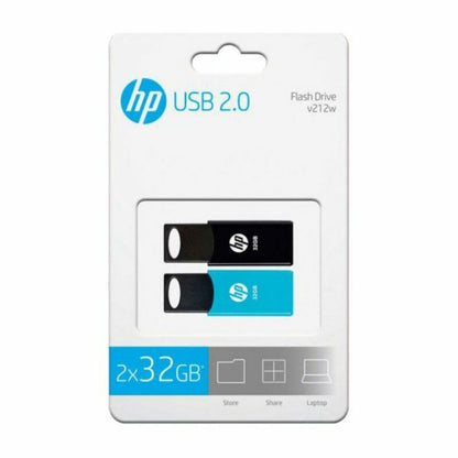 USB stick HP 212 USB 2.0 (2 uds), HP, Computing, Data storage, usb-stick-hp-212-usb-2-0-blue-black-2-uds, :32 GB, :64 GB, Brand_HP, Capacity_32 GB, Capacity_64 GB, category-reference-2609, category-reference-2803, category-reference-2817, category-reference-t-19685, category-reference-t-19909, category-reference-t-21355, computers / components, Condition_NEW, Price_20 - 50, Teleworking, RiotNook