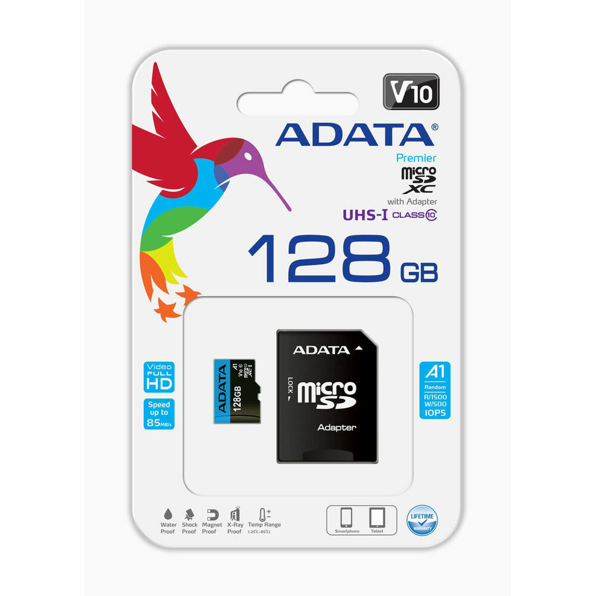 Micro SD Memory Card with Adaptor Adata CLASS10 128 GB, Adata, Computing, Data storage, micro-sd-memory-card-with-adaptor-adata-class10-128-gb, Brand_Adata, category-reference-2609, category-reference-2803, category-reference-2813, category-reference-t-19685, category-reference-t-19909, category-reference-t-21355, category-reference-t-25632, computers / components, Condition_NEW, ferretería, Price_20 - 50, RiotNook