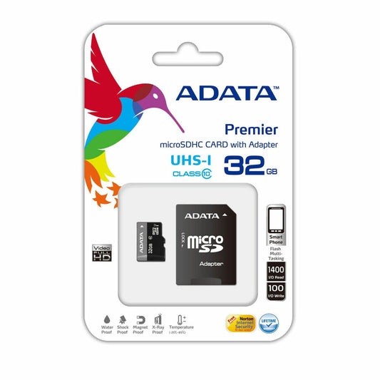 Micro SD Memory Card with Adaptor Adata CLASS10 32 GB, Adata, Computing, Data storage, micro-sd-memory-card-with-adaptor-adata-class10-32-gb, Brand_Adata, category-reference-2609, category-reference-2803, category-reference-2813, category-reference-t-19685, category-reference-t-19909, category-reference-t-21355, category-reference-t-25632, computers / components, Condition_NEW, Price_20 - 50, RiotNook