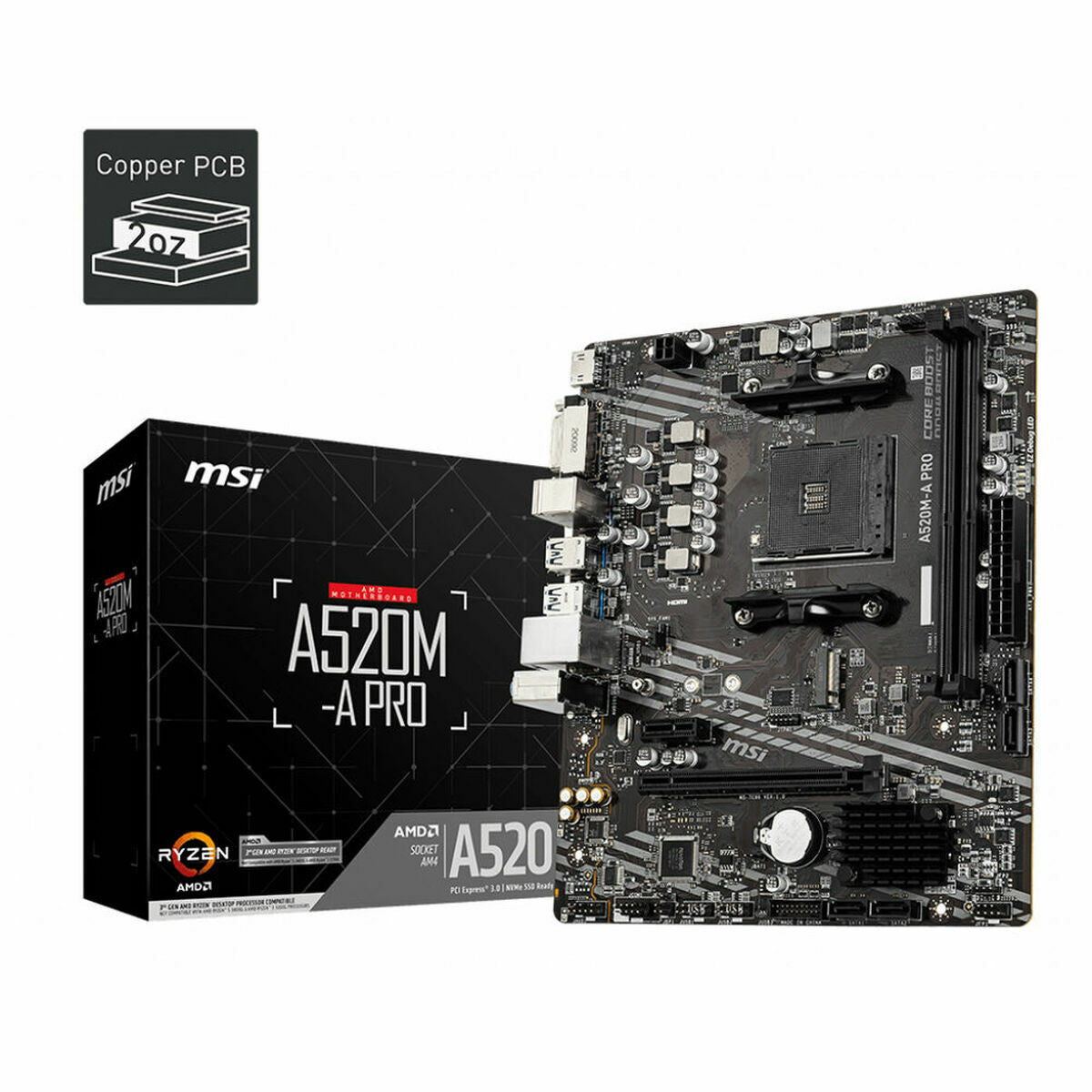 Motherboard MSI 7C96-001R mATX AM4     AMD® A520 AMD AMD AM4, MSI, Computing, Components, motherboard-msi-7c96-001r-matx-am4-amd®-a520-amd-amd-am4, Brand_MSI, category-reference-2609, category-reference-2803, category-reference-2804, category-reference-t-19685, category-reference-t-19912, category-reference-t-21360, computers / components, Condition_NEW, Price_50 - 100, Teleworking, RiotNook