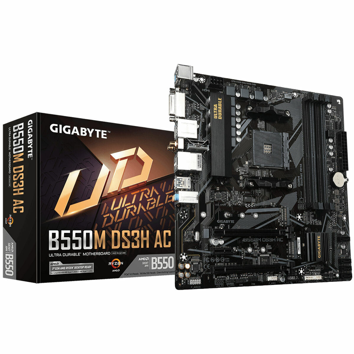 Motherboard Gigabyte B550M DS3H AMD B550 AMD AMD AM4, Gigabyte, Computing, Components, motherboard-gigabyte-b550m-ds3h-amd-b550-amd-amd-am4, Brand_Gigabyte, category-reference-2609, category-reference-2803, category-reference-2804, category-reference-t-19685, category-reference-t-19912, category-reference-t-21360, category-reference-t-25660, computers / components, Condition_NEW, Price_100 - 200, Teleworking, RiotNook