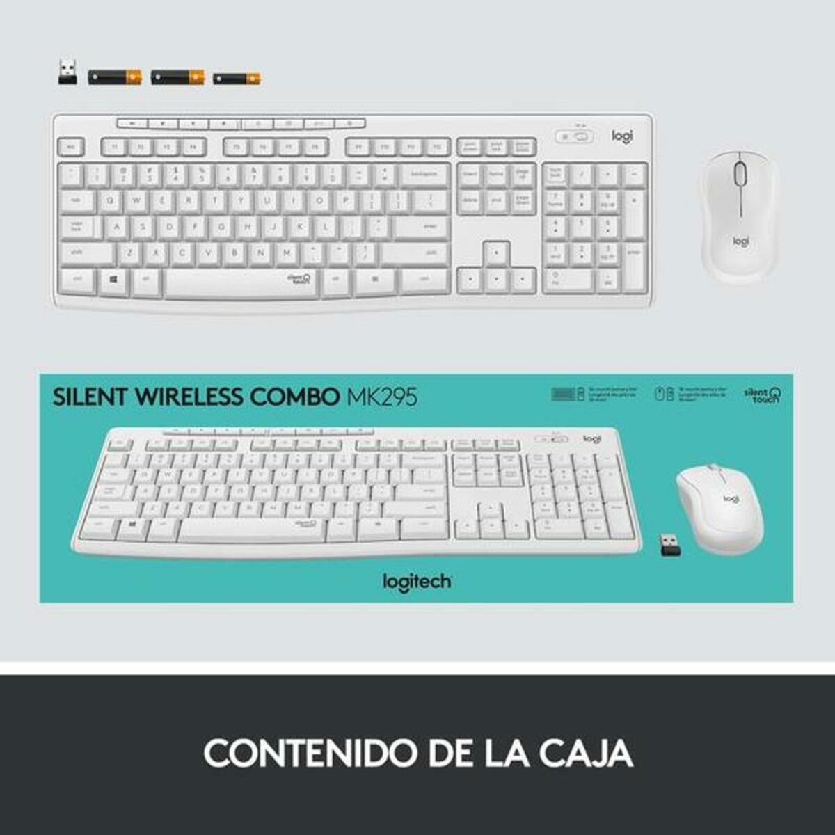 Keyboard and Mouse Logitech MK295 White Spanish Qwerty, Logitech, Computing, Accessories, keyboard-and-mouse-logitech-mk295-white-spanish-qwerty, :QWERTY, :Spanish, Brand_Logitech, category-reference-2609, category-reference-2642, category-reference-2646, category-reference-t-19685, category-reference-t-19908, category-reference-t-21353, computers / peripherals, Condition_NEW, hot deals, office, Price_50 - 100, Teleworking, RiotNook
