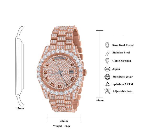 CROWN Steel Watch | 530845, Lilac Quartz, Watches, crown-steel-watch-530335-571964512, category-reference-2994, hip hop steel watch, iced out steel watch, Price  $150-$499.99, stainless steel watches, Steel, Vendor  Watches International, Watches, RiotNook