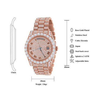 CROWN Steel Watch | 530845, Lilac Quartz, Watches, crown-steel-watch-530335-571964512, category-reference-2994, hip hop steel watch, iced out steel watch, Price  $150-$499.99, stainless steel watches, Steel, Vendor  Watches International, Watches, RiotNook