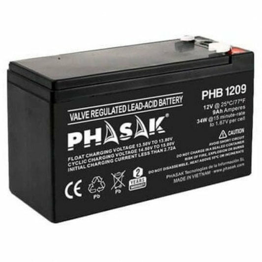 Battery for Uninterruptible Power Supply System UPS Phasak PHB 1209 12 V, Phasak, Computing, Accessories, battery-for-uninterruptible-power-supply-system-ups-phasak-phb-1209-12-v, Brand_Phasak, category-reference-2609, category-reference-2642, category-reference-2845, category-reference-t-19685, category-reference-t-19908, category-reference-t-21341, category-reference-t-25620, computers / peripherals, Condition_NEW, office, Price_20 - 50, Teleworking, RiotNook