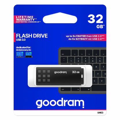 USB stick GoodRam UME3 Black 32 GB, GoodRam, Computing, Data storage, usb-stick-goodram-ume3-black-32-gb-1, Brand_GoodRam, category-reference-2609, category-reference-2803, category-reference-2817, category-reference-t-19685, category-reference-t-19909, category-reference-t-21355, computers / components, Condition_NEW, Price_20 - 50, Teleworking, RiotNook