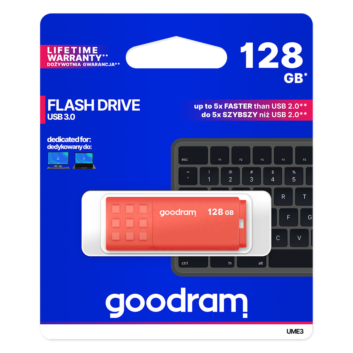 USB stick GoodRam UME3 Orange 128 GB, GoodRam, Computing, Data storage, usb-stick-goodram-ume3-orange-128-gb, Brand_GoodRam, category-reference-2609, category-reference-2803, category-reference-2817, category-reference-t-19685, category-reference-t-19909, category-reference-t-21355, computers / components, Condition_NEW, Price_20 - 50, Teleworking, RiotNook