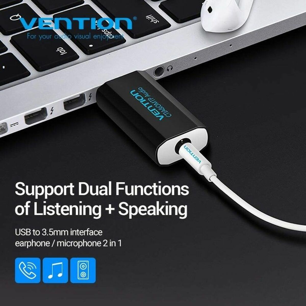 External Sound Card Vention VAB-S15-B, Vention, Computing, Components, external-sound-card-vention-vab-s15-b, Brand_Vention, category-reference-2609, category-reference-2803, category-reference-2810, category-reference-t-19685, category-reference-t-19912, category-reference-t-21361, category-reference-t-25654, Condition_NEW, Price_20 - 50, Teleworking, RiotNook