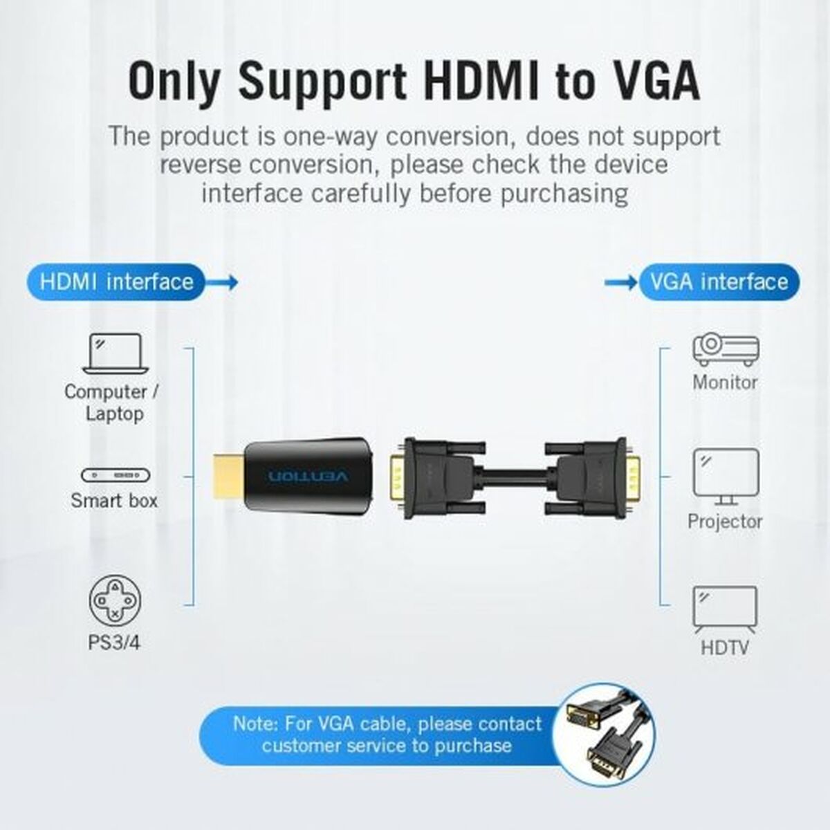 HDMI to VGA Adapter Vention AIDB0, Vention, Electronics, Photography and video cameras, hdmi-to-vga-adapter-vention-aidb0, Brand_Vention, category-reference-2609, category-reference-2932, category-reference-2936, category-reference-t-19653, category-reference-t-8122, category-reference-t-8123, category-reference-t-8155, category-reference-t-8156, Condition_NEW, ferretería, fotografía, Price_20 - 50, travel, RiotNook