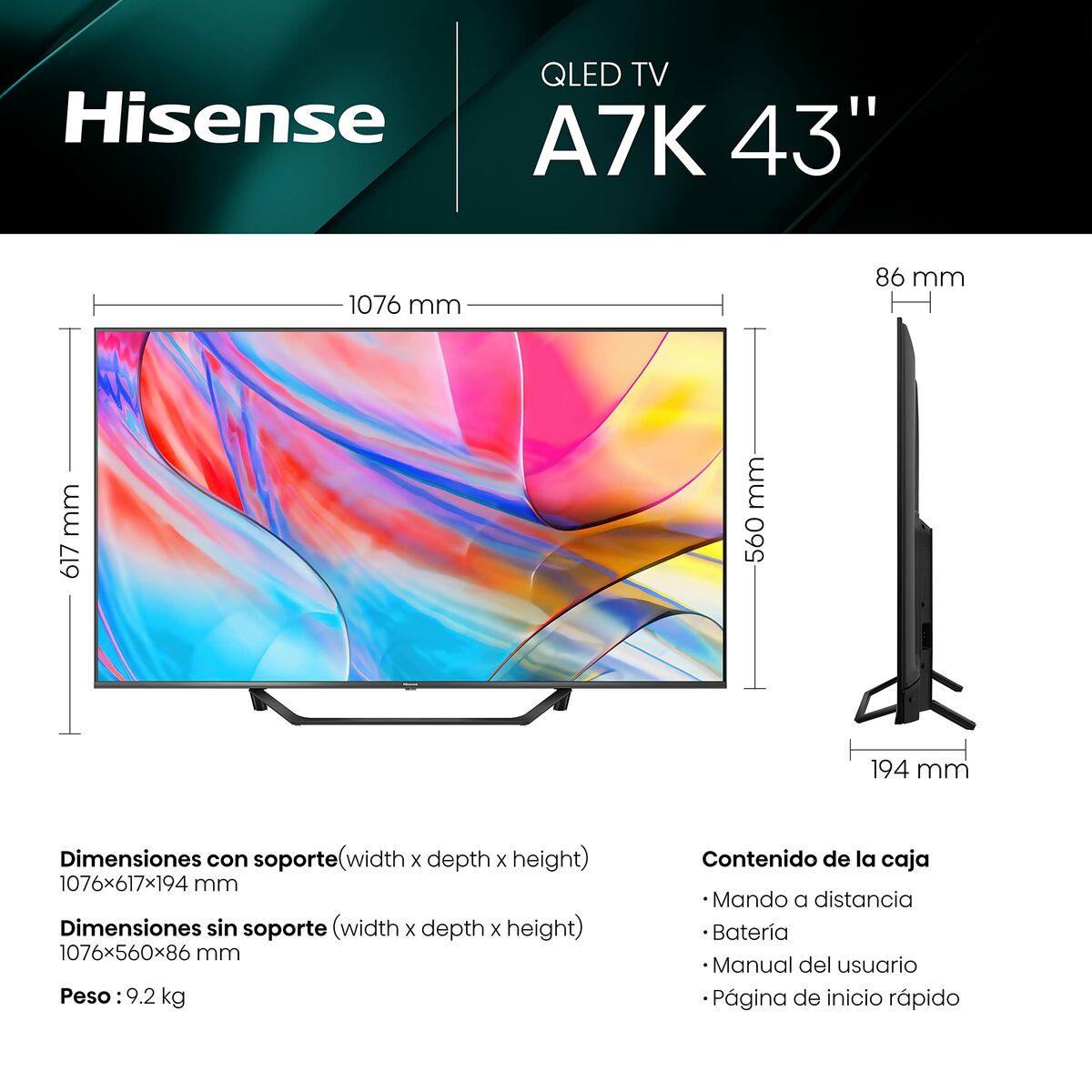 Smart TV Hisense 43A7KQ 43" 4K Ultra HD QLED, Hisense, Electronics, TV, Video and home cinema, smart-tv-hisense-43a7kq-43-4k-ultra-hd-qled, :43 INCH or 109.2 CM, :QLED, :Ultra HD, Brand_Hisense, category-reference-2609, category-reference-2625, category-reference-2931, category-reference-t-18805, category-reference-t-19653, cinema and television, Condition_NEW, entertainment, Price_400 - 500, RiotNook