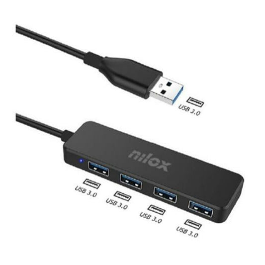 4-Port USB Hub Nilox NXHUB402 Black, Nilox, Computing, Accessories, 4-port-usb-hub-nilox-nxhub402-black, Brand_Nilox, category-reference-2609, category-reference-2803, category-reference-2829, category-reference-t-19685, category-reference-t-19908, category-reference-t-21352, Condition_NEW, networks/wiring, office, Price_20 - 50, Teleworking, RiotNook