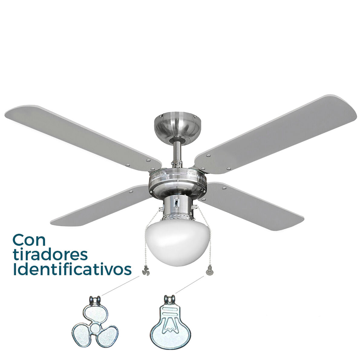 Ceiling Fan with Light EDM 33801 Caribe Silver 50 W, EDM, Lighting, Indoor lighting, ceiling-fan-with-light-edm-33801-caribe-silver-50-w, Brand_EDM, category-reference-2399, category-reference-2450, category-reference-2451, category-reference-t-10333, category-reference-t-10347, category-reference-t-19656, category-reference-t-19657, category-reference-t-21087, category-reference-t-25217, Condition_NEW, ferretería, Price_50 - 100, summer, RiotNook