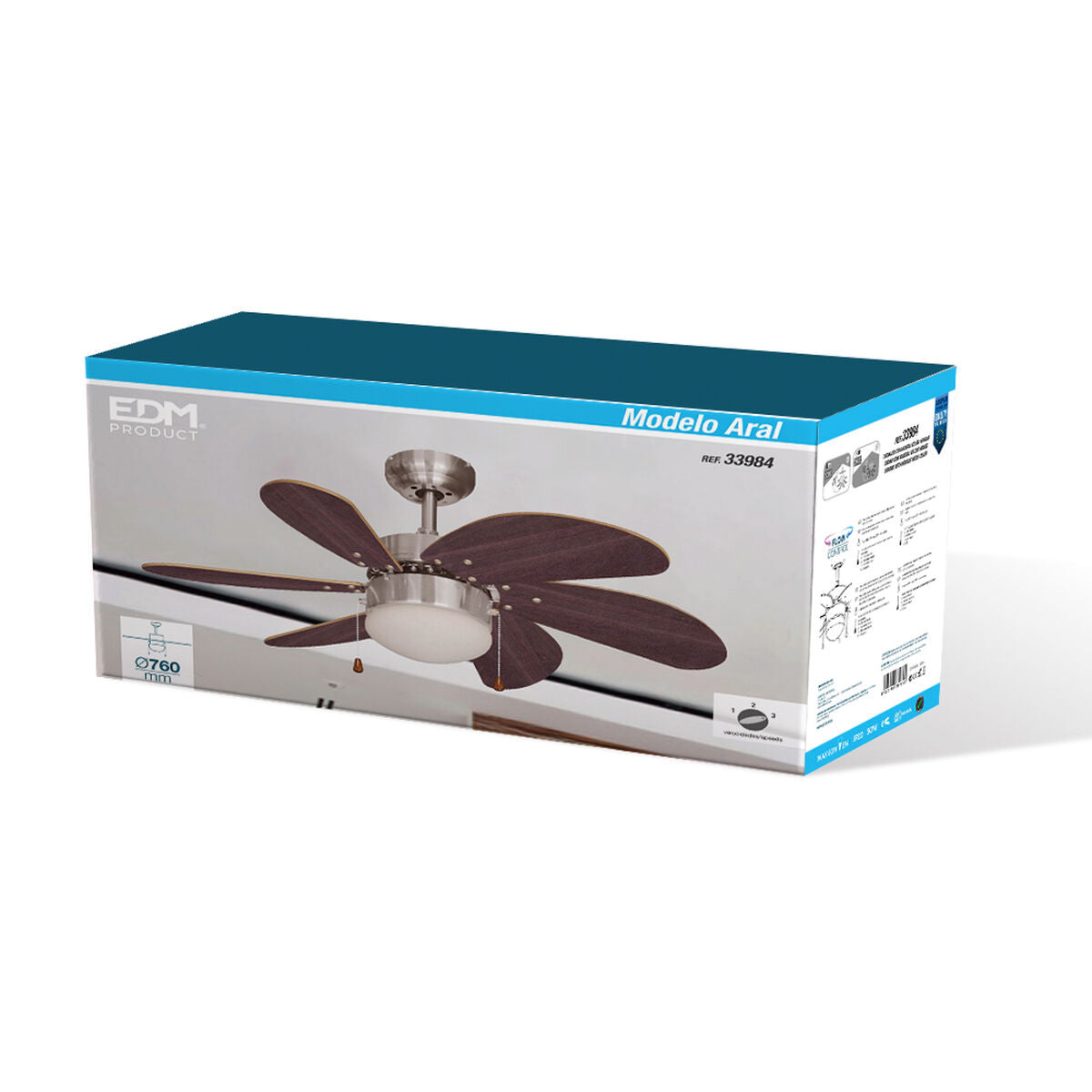 Ceiling Fan with Light EDM 33984 Aral Wengue nickel 50 W, EDM, Lighting, Indoor lighting, ceiling-fan-with-light-edm-33984-aral-wengue-nickel-50-w, Brand_EDM, category-reference-2399, category-reference-2450, category-reference-2451, category-reference-t-10333, category-reference-t-10347, category-reference-t-19657, Condition_NEW, led / lighting, Price_100 - 200, small electric appliances, summer, RiotNook