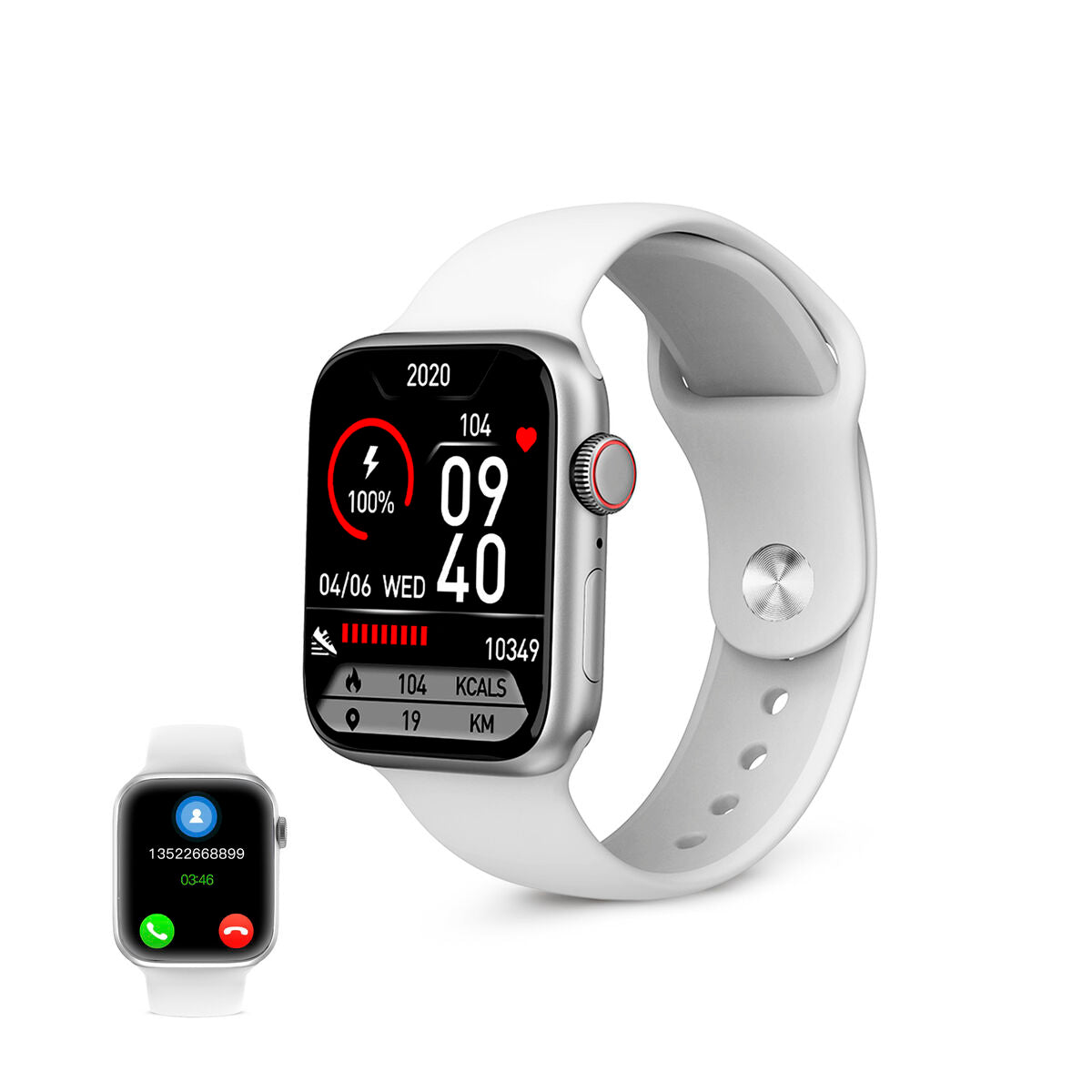 Smartwatch KSIX Urban 4 mini White 1,74", KSIX, Electronics, smartwatch-ksix-urban-4-mini-white-1-74, Brand_KSIX, category-reference-2609, category-reference-2617, category-reference-2634, category-reference-t-19653, category-reference-t-4082, Condition_NEW, original gifts, Price_50 - 100, telephones & tablets, Teleworking, wifi y bluetooth, RiotNook