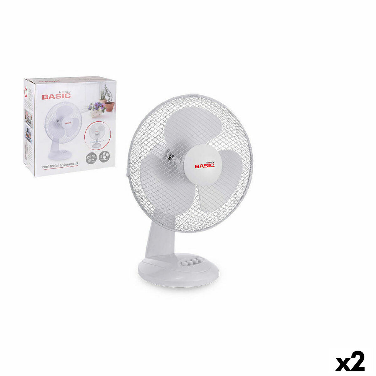 Table Fan Basic Home White 35 W 30 cm (2 Units), Basic Home, Home and cooking, Portable air conditioning, table-fan-basic-home-white-35-w-30-cm-2-units, Brand_Basic Home, category-reference-2399, category-reference-2450, category-reference-2451, category-reference-t-19656, category-reference-t-21087, category-reference-t-25217, category-reference-t-29129, Condition_NEW, ferretería, Price_50 - 100, summer, RiotNook