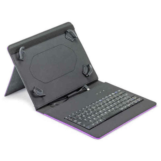 Bluetooth-toetsenbord met ondersteuning voor tablet Maillon Technologique MTKEYUSBPR2 9,7"-10,2" Zwart Spaans Qwerty Paars Spaans