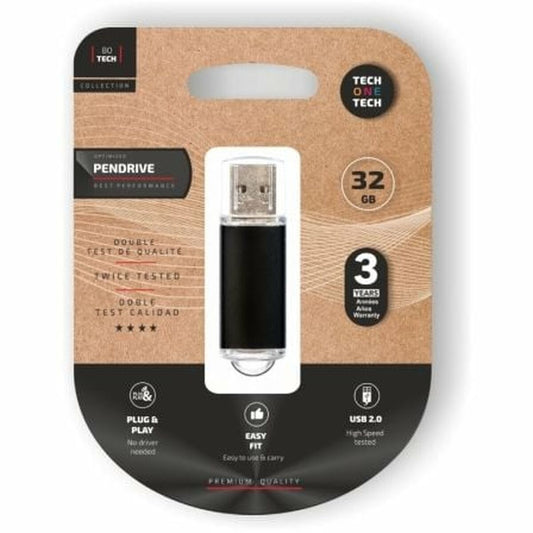 USB stick Tech One Tech TEC3008-32 Black 32 GB, Tech One Tech, Computing, Data storage, usb-stick-tech-one-tech-tec3008-32-black-32-gb, Brand_Tech One Tech, category-reference-2609, category-reference-2803, category-reference-2817, category-reference-t-19685, category-reference-t-19909, category-reference-t-21355, category-reference-t-25636, computers / components, Condition_NEW, Price_20 - 50, Teleworking, RiotNook