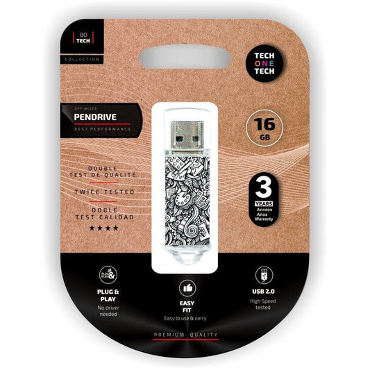 USB stick Tech One Tech Art-Deco 16 GB, Tech One Tech, Computing, Data storage, usb-stick-tech-one-tech-art-deco-16-gb, Brand_Tech One Tech, category-reference-2609, category-reference-2803, category-reference-2817, category-reference-t-19685, category-reference-t-19909, category-reference-t-21355, category-reference-t-25636, computers / components, Condition_NEW, Price_20 - 50, Teleworking, RiotNook