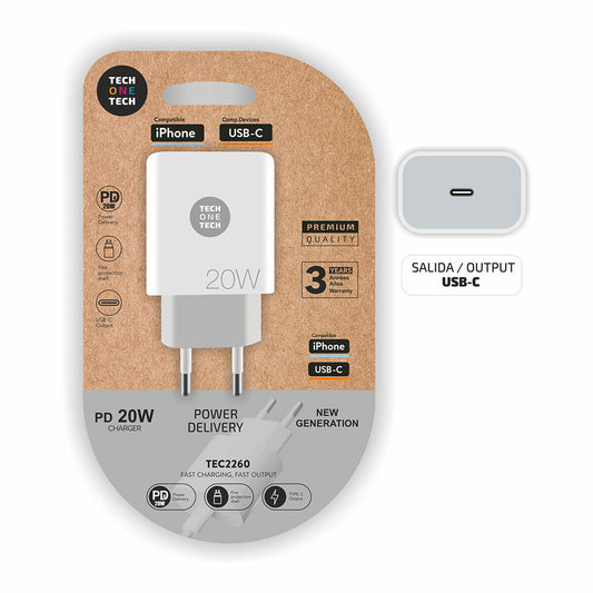 Wall Charger Tech One Tech TEC2260 USB-C, Tech One Tech, Computing, Components, wall-charger-tech-one-tech-tec2260-usb-c, Brand_Tech One Tech, category-reference-2609, category-reference-2803, category-reference-2816, category-reference-t-19685, category-reference-t-19912, category-reference-t-21360, category-reference-t-25656, computers / components, Condition_NEW, ferretería, Price_20 - 50, Teleworking, RiotNook