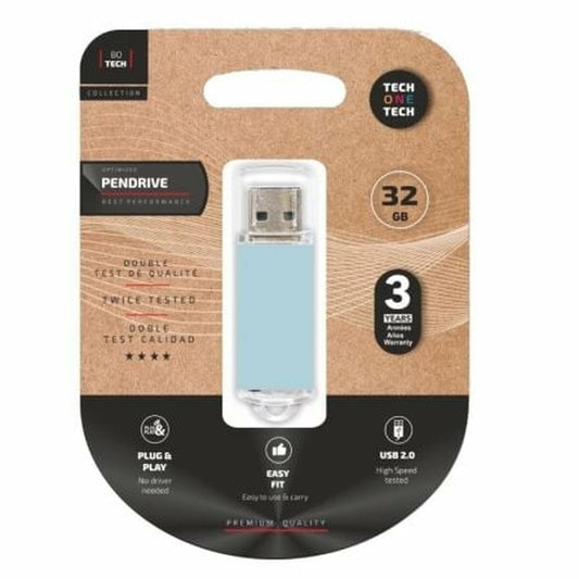 USB stick Tech One Tech TEC3010-32 Blue 32 GB, Tech One Tech, Computing, Data storage, usb-stick-tech-one-tech-tec3010-32-blue-32-gb, Brand_Tech One Tech, category-reference-2609, category-reference-2803, category-reference-2817, category-reference-t-19685, category-reference-t-19909, category-reference-t-21355, category-reference-t-25636, computers / components, Condition_NEW, Price_20 - 50, Teleworking, RiotNook