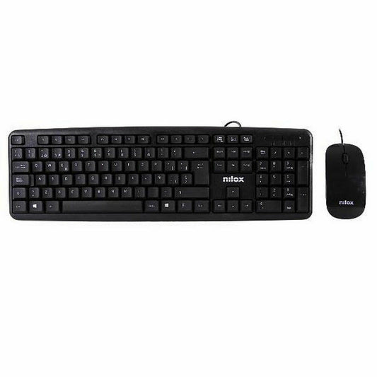 Keyboard and Mouse Nilox COMBO USB NILOX - TECLADO + RATÓN FLAT Black Spanish Qwerty, Nilox, Computing, Accessories, keyboard-and-mouse-nilox-combo-usb-nilox-teclado-raton-flat-black-spanish-qwerty, Brand_Nilox, category-reference-2609, category-reference-2642, category-reference-2646, category-reference-t-19685, category-reference-t-19908, category-reference-t-21353, computers / peripherals, Condition_NEW, office, Price_20 - 50, Teleworking, RiotNook