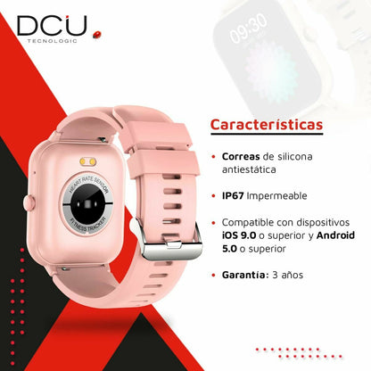Smartwatch DCU CURVED GLASS PRO Pink, DCU Tecnologic, Electronics, smartwatch-dcu-curved-glass-pro-pink, :Pink, Brand_DCU Tecnologic, category-reference-2609, category-reference-2617, category-reference-2634, category-reference-t-19653, Condition_NEW, original gifts, Price_50 - 100, telephones & tablets, Teleworking, wifi y bluetooth, RiotNook