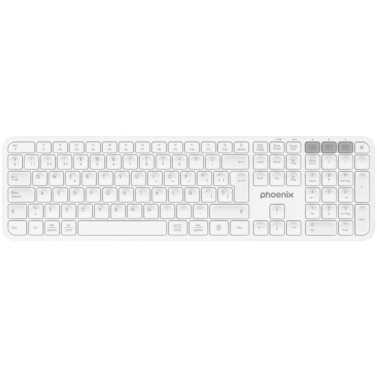 Bluetooth Keyboard Phoenix K300 White Spanish Qwerty, Phoenix, Computing, Accessories, bluetooth-keyboard-phoenix-k300-white-spanish-qwerty, :QWERTY, :Spanish, Brand_Phoenix, category-reference-2609, category-reference-2642, category-reference-2646, category-reference-t-19685, category-reference-t-19908, category-reference-t-21353, category-reference-t-25628, computers / peripherals, Condition_NEW, office, Price_20 - 50, Teleworking, RiotNook