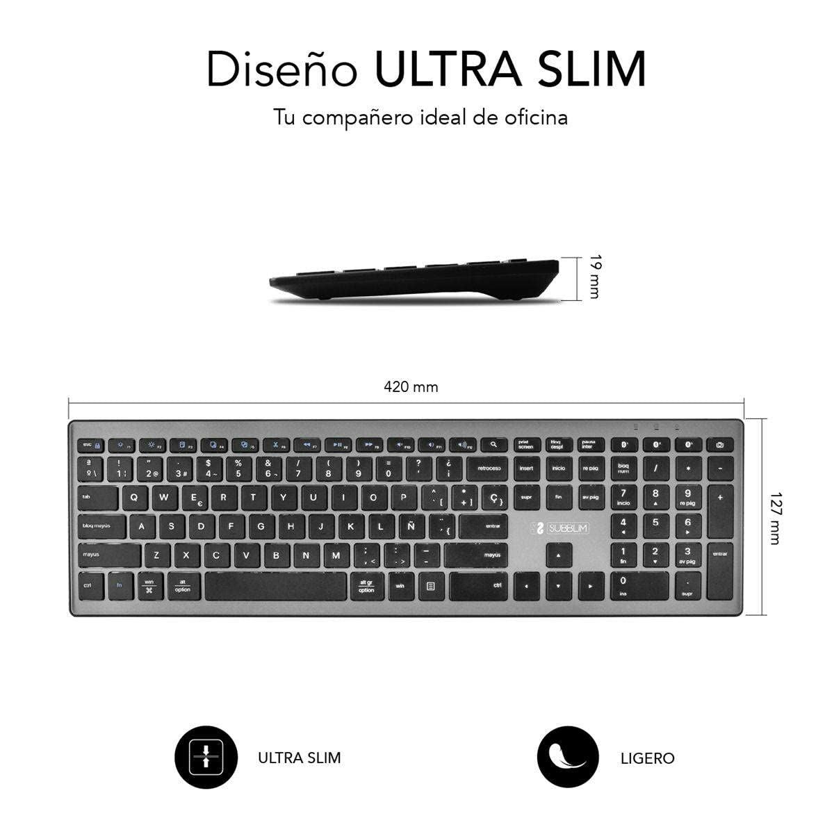 Keyboard Subblim SUBKB-2PUE201 Black, Subblim, Computing, Accessories, keyboard-subblim-subkb-2pue201-black, :QWERTY, :Spanish, Brand_Subblim, category-reference-2609, category-reference-2642, category-reference-2646, category-reference-t-19685, category-reference-t-19908, category-reference-t-21353, computers / peripherals, Condition_NEW, office, Price_20 - 50, Teleworking, RiotNook