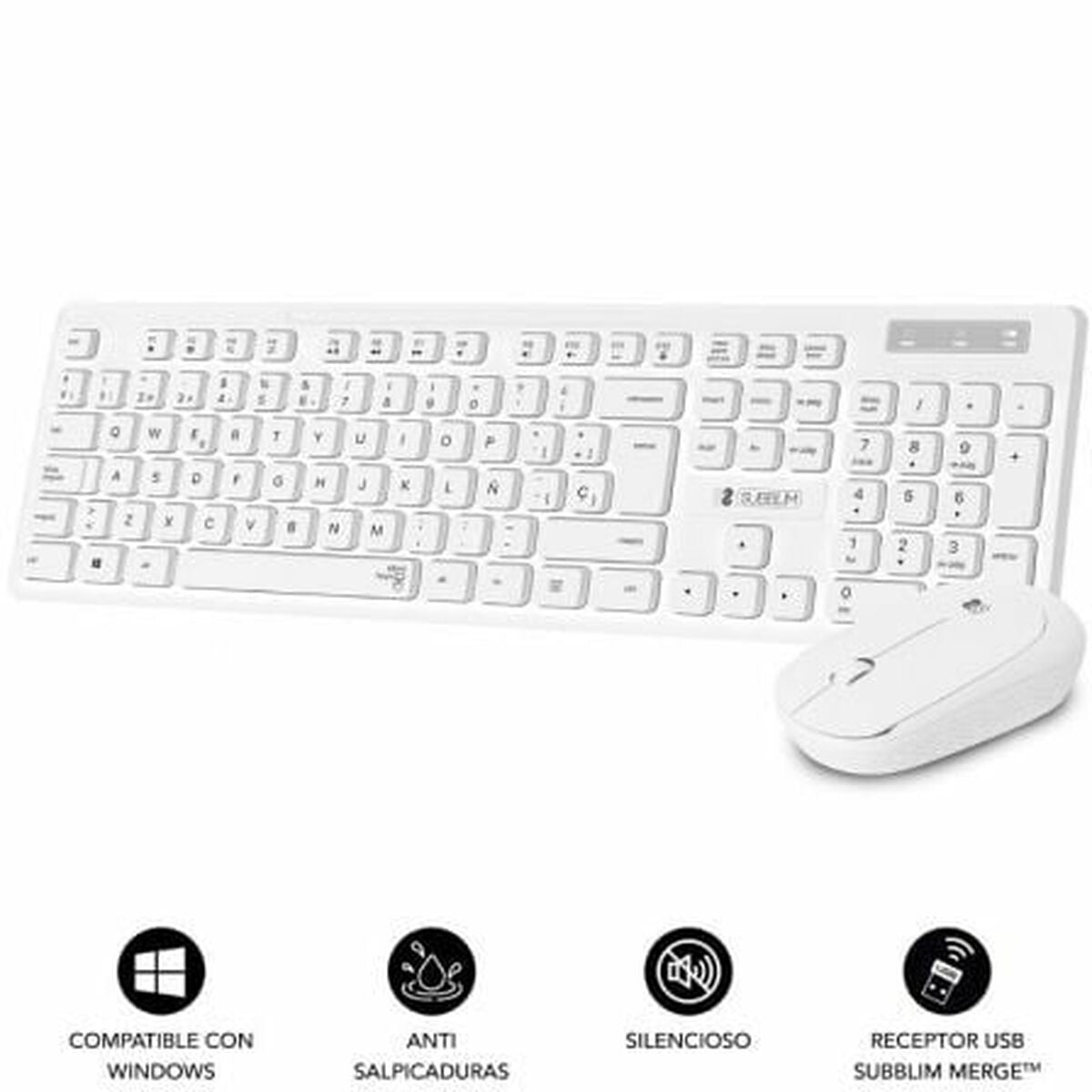 Keyboard and Wireless Mouse Subblim SUBKBC-CSSW11 White Spanish Qwerty, Subblim, Computing, Accessories, keyboard-and-wireless-mouse-subblim-subkbc-cssw11-white-spanish-qwerty, Brand_Subblim, category-reference-2609, category-reference-2642, category-reference-2646, category-reference-t-19685, category-reference-t-19908, category-reference-t-21353, category-reference-t-25625, computers / peripherals, Condition_NEW, office, Price_20 - 50, Teleworking, RiotNook
