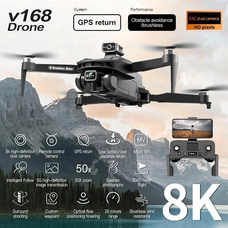 2024 New V168 Mini Drone 5G WiFi FPV Professina HD Aerial Photography