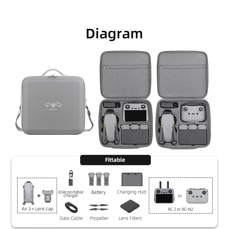 Storage Bag for DJI Air 3 Integrated Carrying Case Handbag Travel PU, RiotNook, Other, storage-bag-for-dji-air-3-integrated-carrying-case-handbag-travel-pu-1105387657, Drones & Accessories, RiotNook