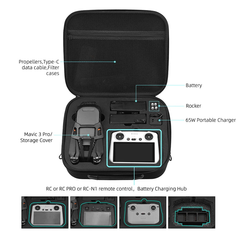 Storage Bag for DJI Mavic 3 Pro Drone Carrying Case RC-N1/RC Pro, RiotNook, Other, storage-bag-for-dji-mavic-3-pro-drone-carrying-case-rc-n1-rc-pro-1578667191, Drones & Accessories, RiotNook