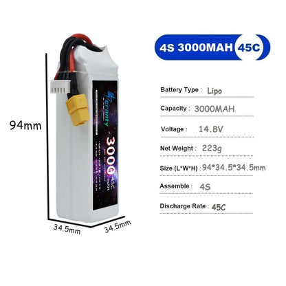 4S LiPo Battery 14.8V 1500mah 1800mAh 2200mah 2600mAh 3300mAh 3000mAh, RiotNook, Other, 4s-lipo-battery-14-8v-1500mah-1800mah-2200mah-2600mah-3300mah-3000mah-894335336, Drones & Accessories, RiotNook