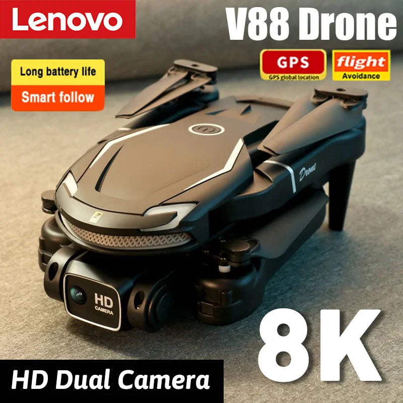 Lenovo V88 Mini Drone Original 8K HD Dual Camera 5G GPS Obstacle, RiotNook, Other, lenovo-v88-mini-drone-original-8k-hd-dual-camera-5g-gps-obstacle-625425176, Drones & Accessories, RiotNook