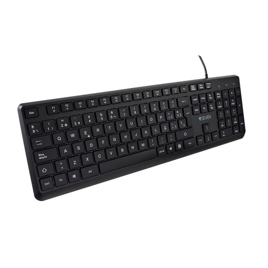 Keyboard V7 KU350ES Black Spanish Qwerty, V7, Computing, Accessories, keyboard-v7-ku350es-black-spanish-qwerty, Brand_V7, category-reference-2609, category-reference-2642, category-reference-2646, category-reference-t-19685, category-reference-t-19908, category-reference-t-21353, category-reference-t-25628, computers / peripherals, Condition_NEW, office, Price_20 - 50, Teleworking, RiotNook