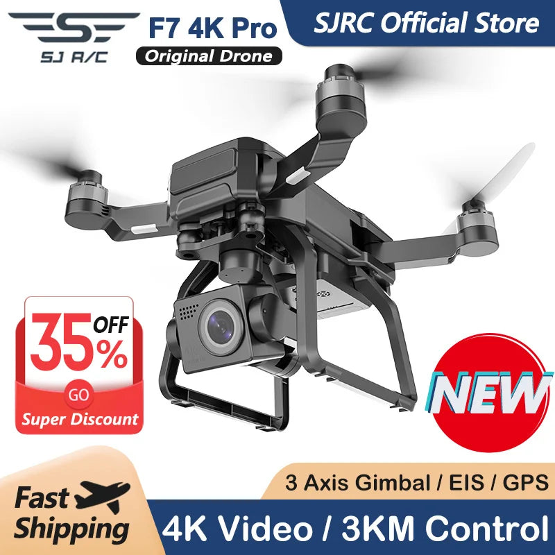 SJRC F7 4K PRO Camera Drone GPS HD 5G WiFi FPV 3KM 3 Axis Gimbal EIS, RiotNook, Other, sjrc-f7-4k-pro-camera-drone-gps-hd-5g-wifi-fpv-3km-3-axis-gimbal-eis-1509247951, Drones & Accessories, RiotNook