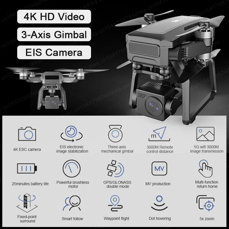 SJRC F7 4K PRO Camera Drone GPS HD 5G WiFi FPV 3KM 3 Axis Gimbal EIS, RiotNook, Other, sjrc-f7-4k-pro-camera-drone-gps-hd-5g-wifi-fpv-3km-3-axis-gimbal-eis-1509247951, Drones & Accessories, RiotNook