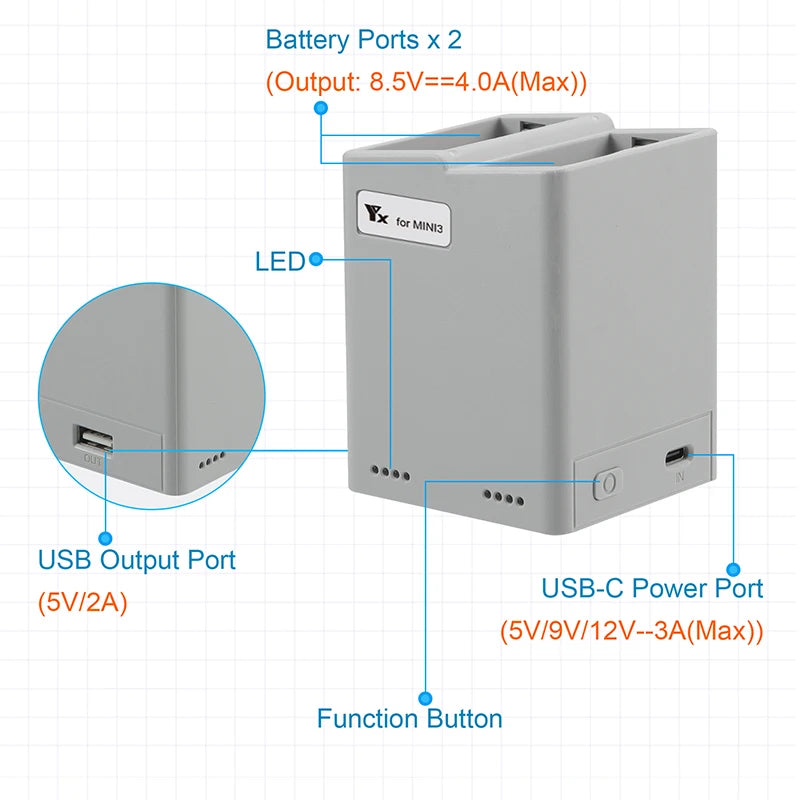 Two-Way Charging Hub for DJI MINI 3 PRO Battery Charging Butler for, RiotNook, Other, two-way-charging-hub-for-dji-mini-3-pro-battery-charging-butler-for-361834382, Drones & Accessories, RiotNook